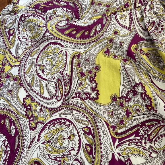 Twenty One Cream A-Line Skirt with Purple and Yellow Paisley - Picture 3 of 9